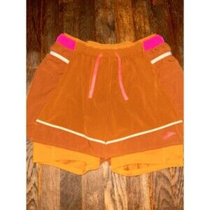 Size S- Brooks Women’s High Point 3" 2-in-1 Shorts, Hazelwood/Ochre/Fuchsia